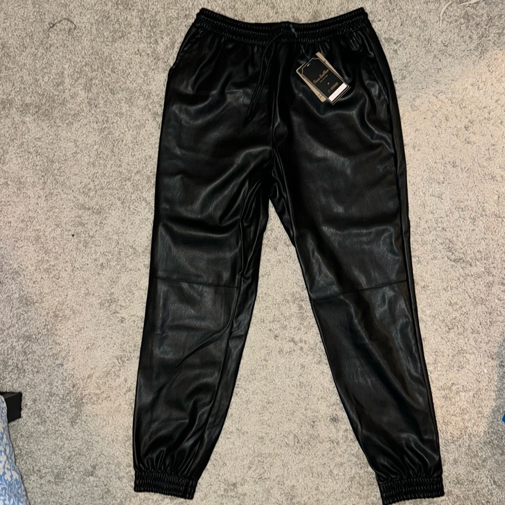 Faux Leather Joggers